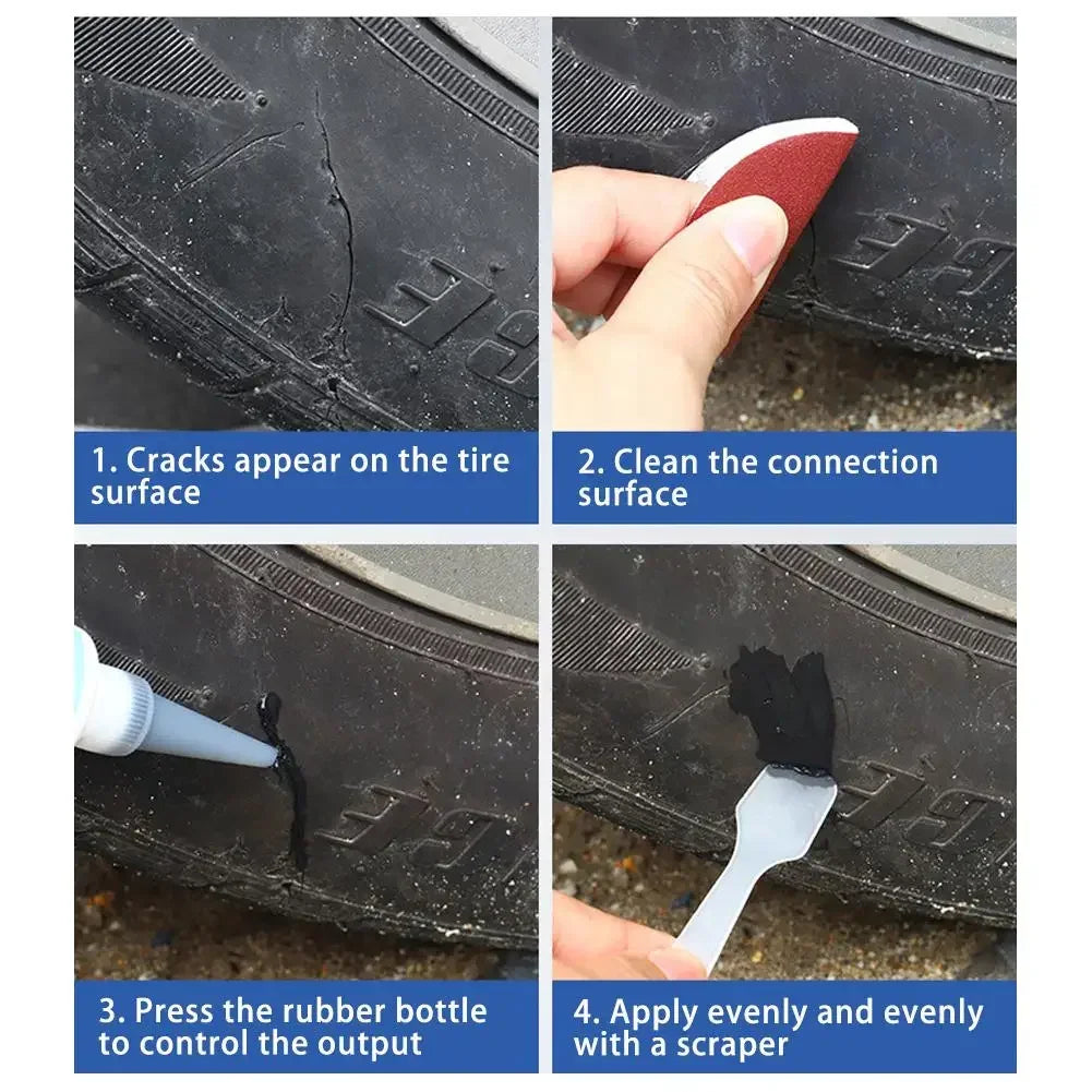 Tire Repair Black Glue Set Liquid Strong Rubber Wear-resistant Non-corrosive Adhesive Instant Bond Leather Car Tire Repair Tool Zpaxo