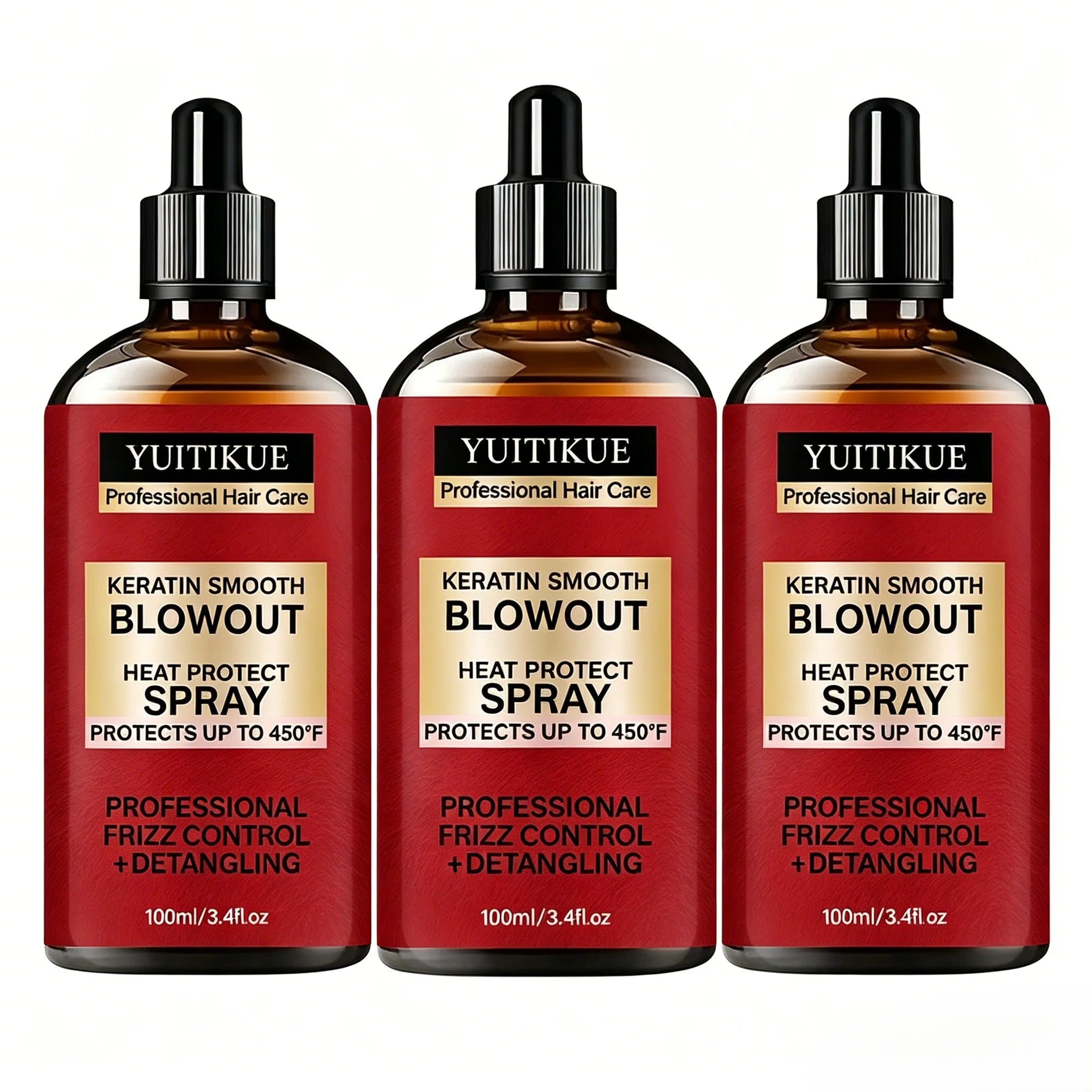 Keratin Heat Protect Spray 450°F – Frizz Control & Detangling Heat Protectant Spray Zpaxo 3pc