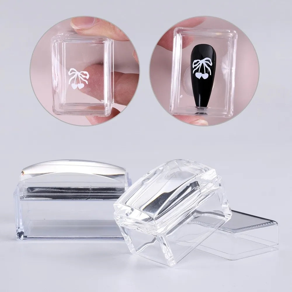 Transparent Nail Art Stamping Plates Square Reusable Manicure French Zpaxo