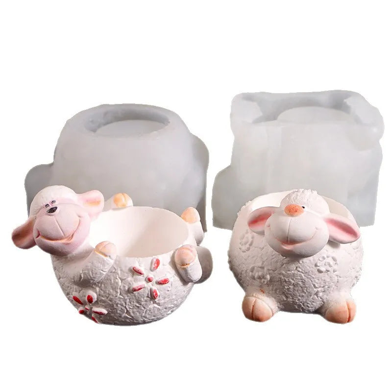 Lamb Cartoon Silicone Candle & Plaster Mold – DIY Craft