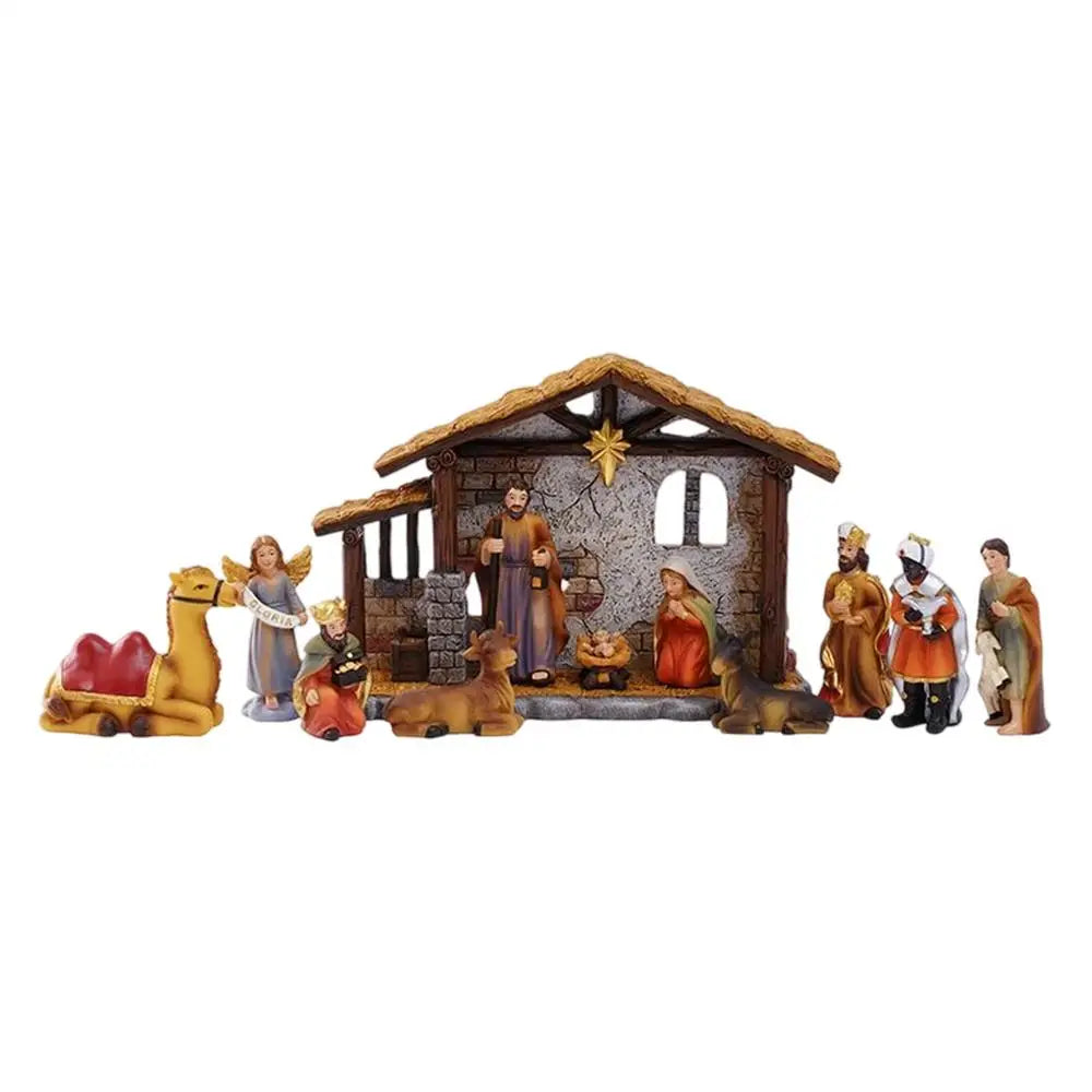Christmas Nativity Nativity Scene Manger Religious Decor Miniature Figurines Home Decor for Patio Office School Living Room Zpaxo A China Mainland