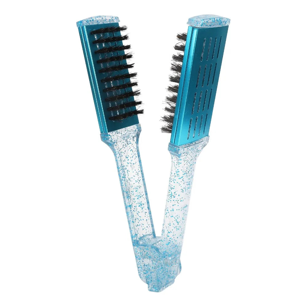 Multifunction Hair Straightener Clamp Brush Blue ABS Straightening Clamp Brush Exquisite Double Sided Straightener Brush Zpaxo