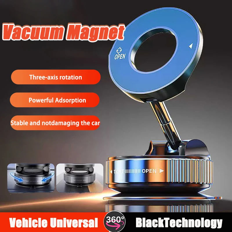 Magnetic Vacuum Car Phone Holder 360 Rotation Suction Cup Navigation