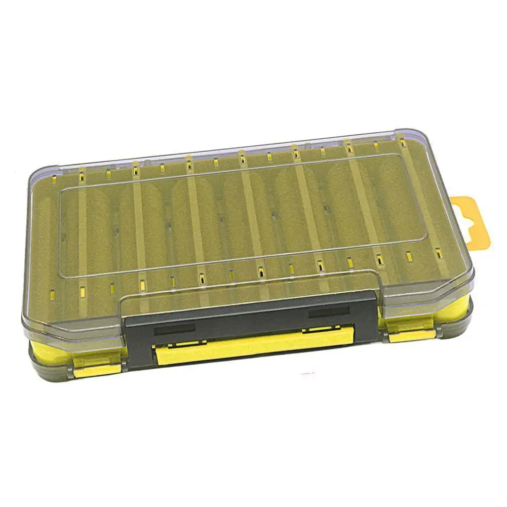 Double-Sided Fishing Tackle Box – 14 Compartments, 5 Colors Fishing Tackle Box Zpaxo Yellow L