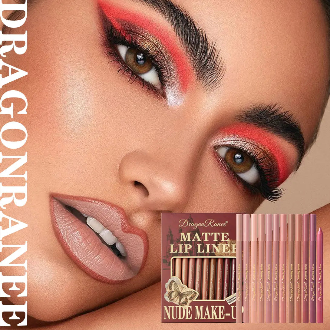 12Pcs/Set Lip Liner Pen Set Waterproof and Sweatproof, Delicate Texture, Non-Smudging, Lip Shaping, Essential for Beginners, Lip Liner Pen Set for Holiday Parties, Valentine's Day Gift Zpaxo