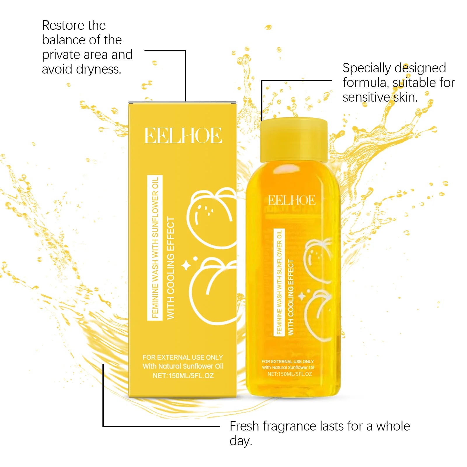 Female Body Wash with Natural Sunflower Oil Private Parts Cleansing Refreshing Oil Long-Lasting Fragrance Anti Itch Shower Gel Zpaxo