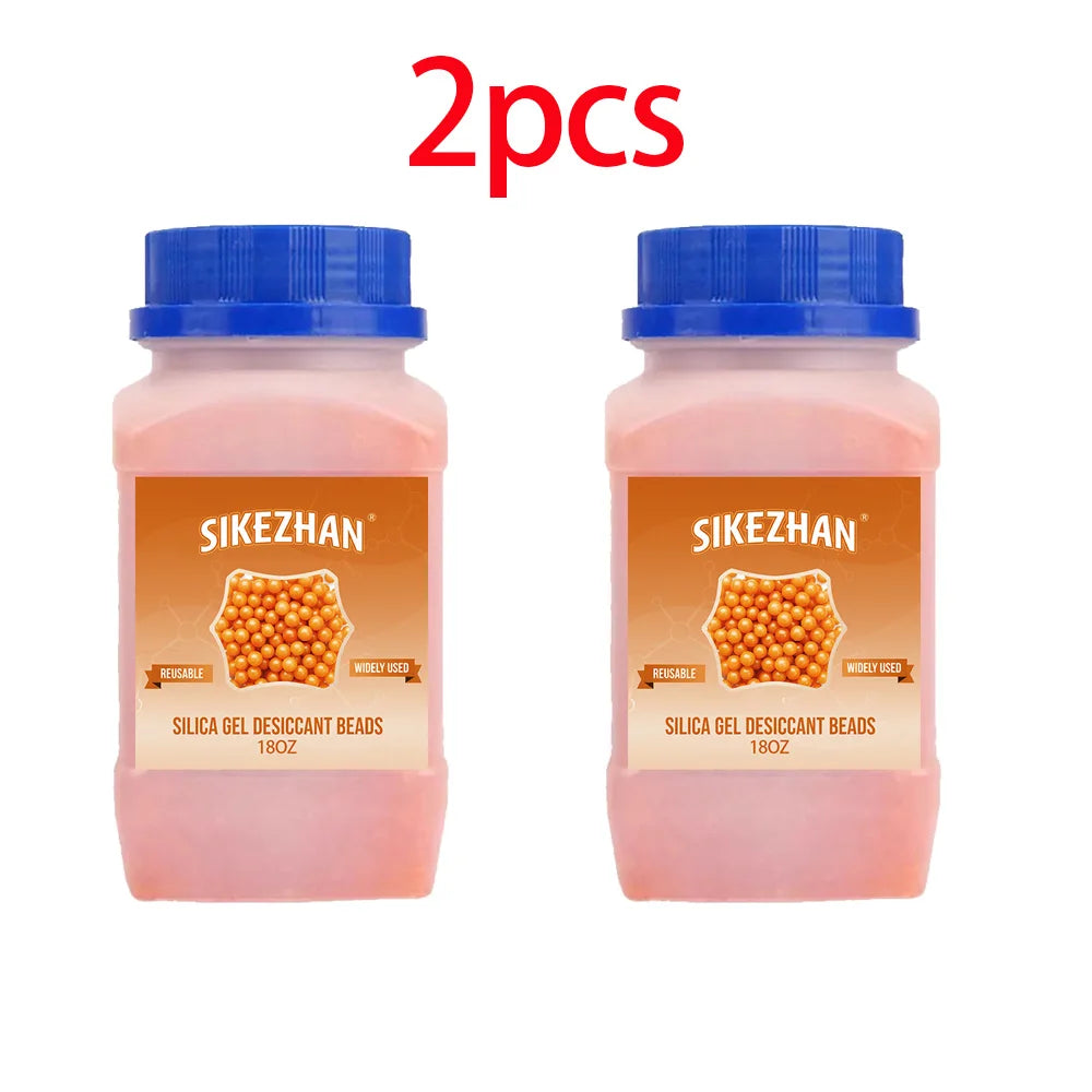 18OZ Blue/orange Waterproof Reusable Silica Gel Beads Bottles Moisture Absorber Electronic Product Desiccant Dehumidifie Zpaxo Orange 18OZ-2PCS