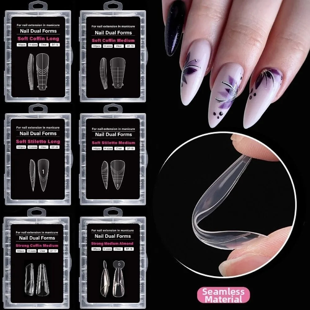 14 Sizes French Nail Dual Form Inner Line Reusable Extension Mold Zpaxo