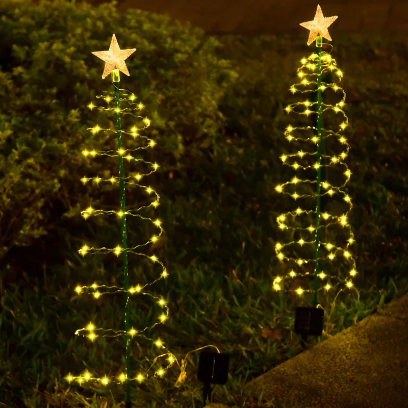 Christmas Tree Light Solar Outdoor Garden Warm LED Ground Lamp String Zpaxo