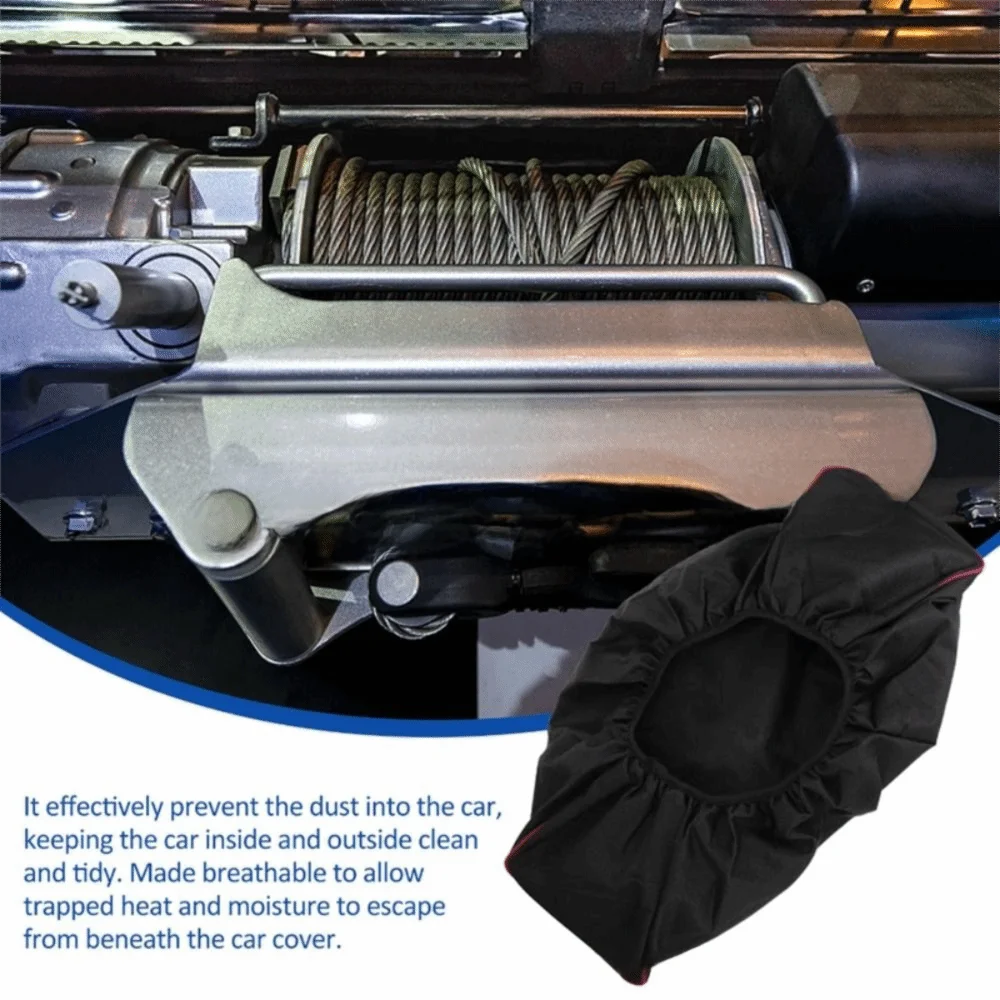 Dustproof Car Winch Cover Waterproof Soft 600D Oxford Cloth Winch Protection Cover Tear Resistant Heavy Duty Zpaxo