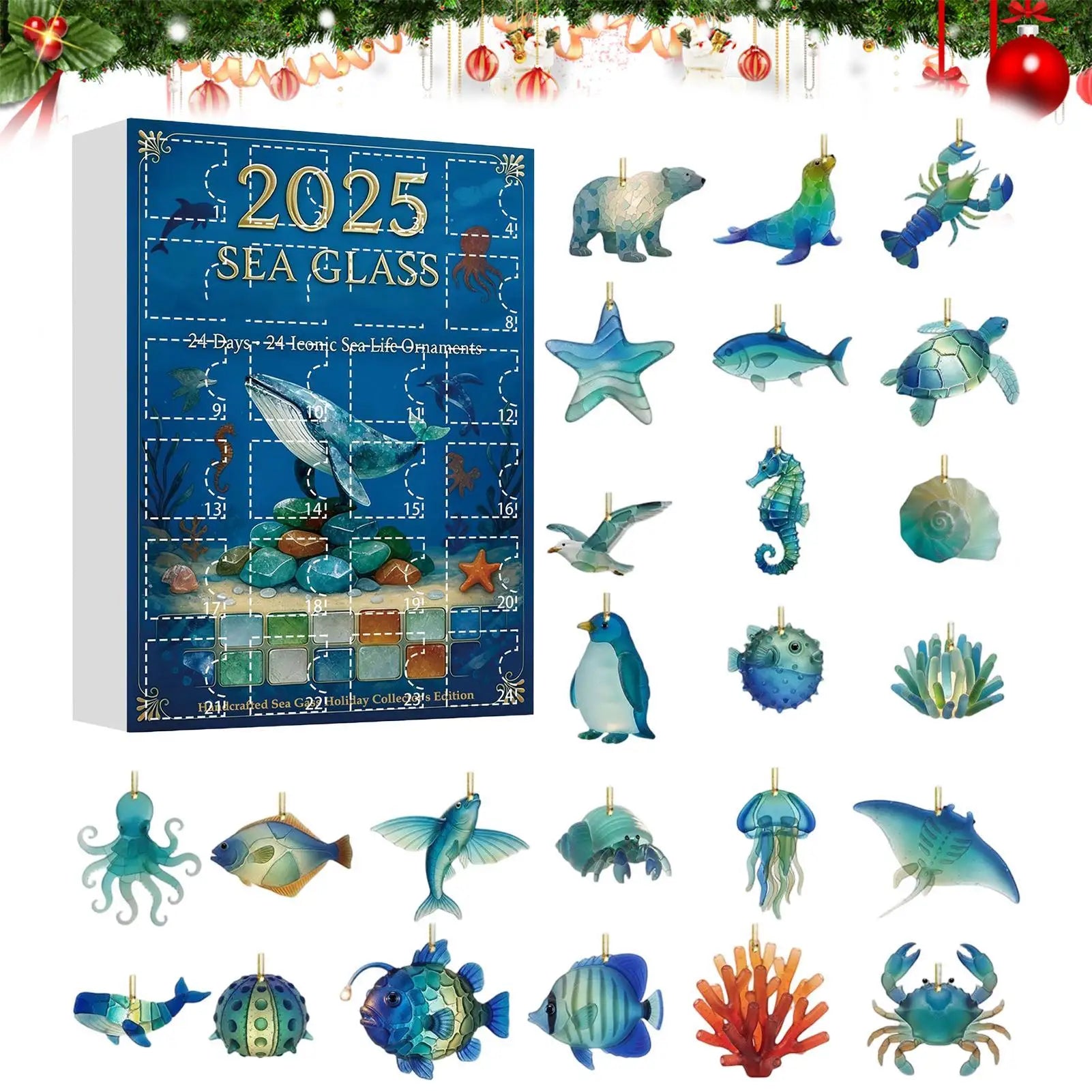Christmas Advent Calendar 2D Acrylic Ornament 24 Days Countdown Toy