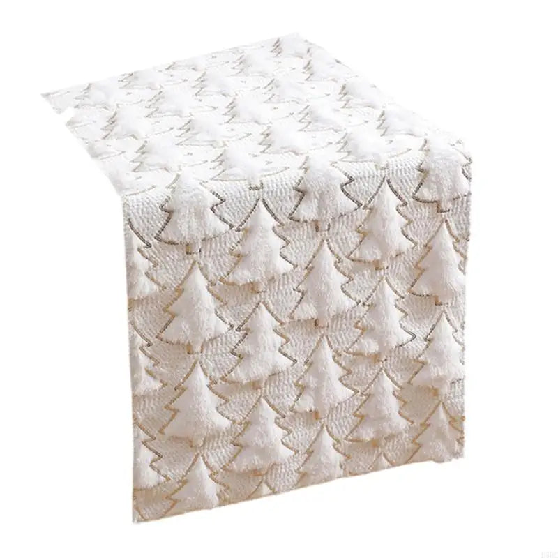 Embroidered Holiday Table Runner Plush Fabric Sequins Trim Christmas Zpaxo for Bee white 33 183 China Mainland