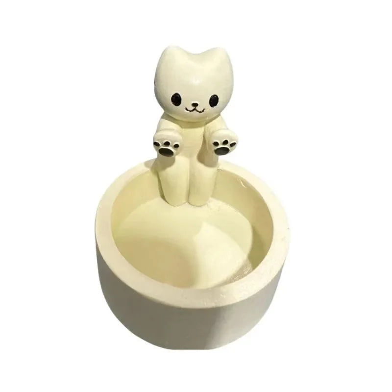 Cute Cat Candlestick Creative Aromatherapy Candle Holder Desktop Decoration Birthday Gift Ornament Zpaxo WHITE