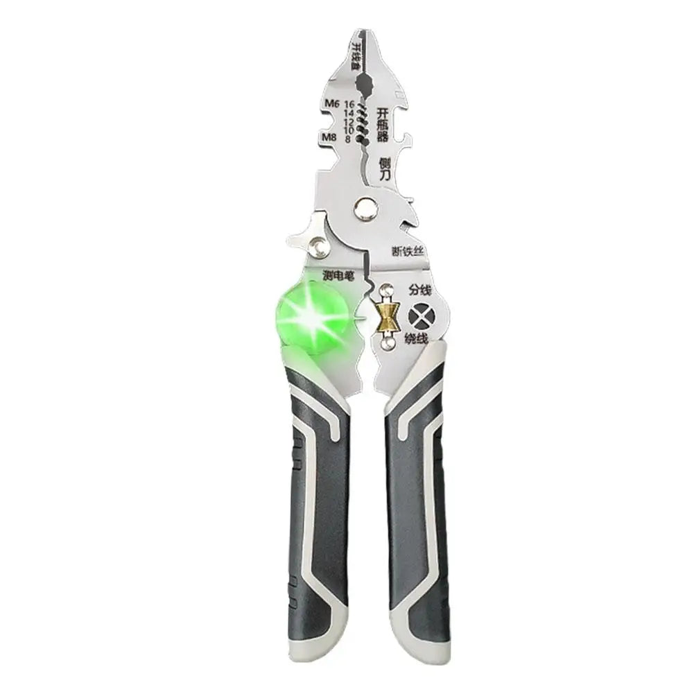 14-in-1 Electrician Pliers – Wire Stripper, Cutter & Tester Electrician Hand Tool Zpaxo Gray