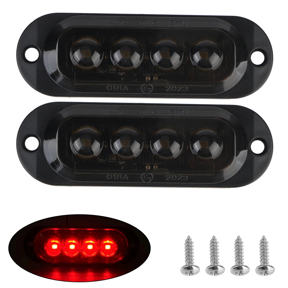 4LED LED Side Light Car Truck Trailer Beacon Lamp Warning Light DC 12V 24V Marker Light Waterproof Zpaxo Black red