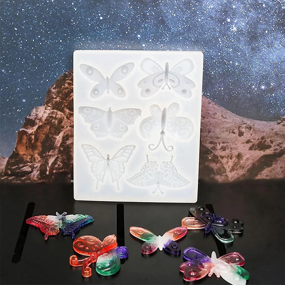 Butterfly Silicone Pendant Mold DIY 6 Styles Butterfly Keychain Earring Brooch Necklace Jewelry Crafts Making Epoxy Resin Mould Zpaxo