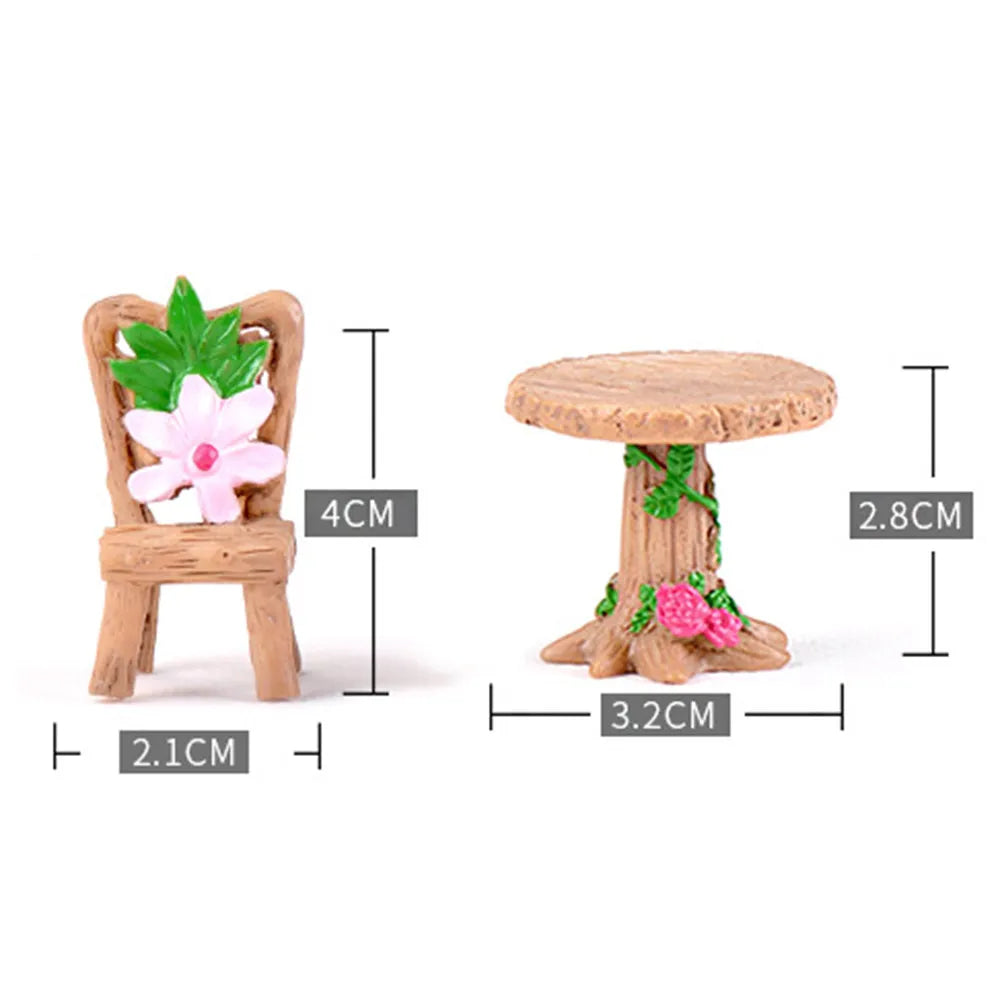 Moss Micro Landscape Succulent Plants Decoration Resin Table Chair