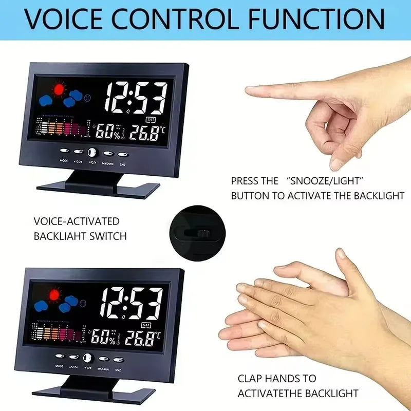 Multifunctional Digital Weather Clock Home Thermometer Hygrometer