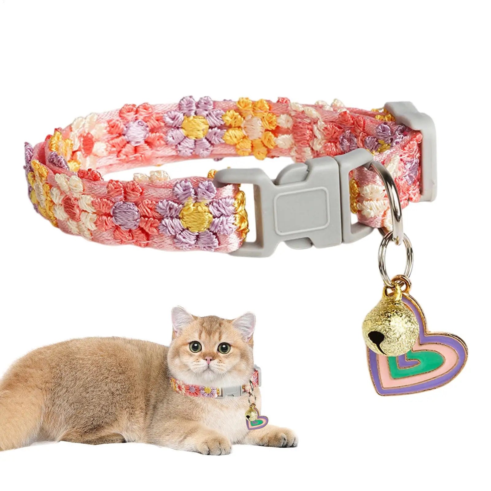 Pet Collar With Bell Colorful Dog Puppy Kitten Collar Adjustable Safety Bell Ring Necklace Cat Collar Anti-lost Pet supplies Zpaxo