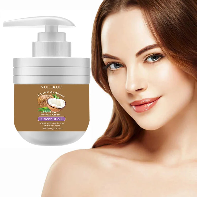 YUITIKUE Facial Hair Removal Cream 100g – Coconut Oil & Aloe Hair Removal Cream Zpaxo