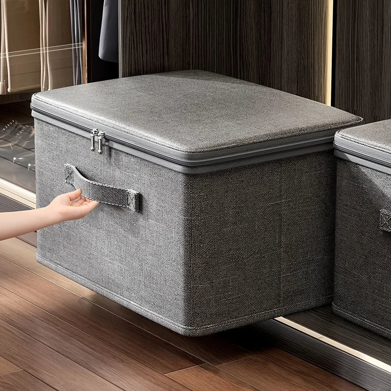 Stackable Storage Box Organizer Toys Books Grey Foldable Design Home