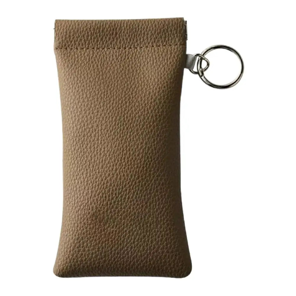 PU Leather Sunglasses Pouch with Keyring | Soft Eyeglass Case Eyeglass Pouch Case Zpaxo Gray