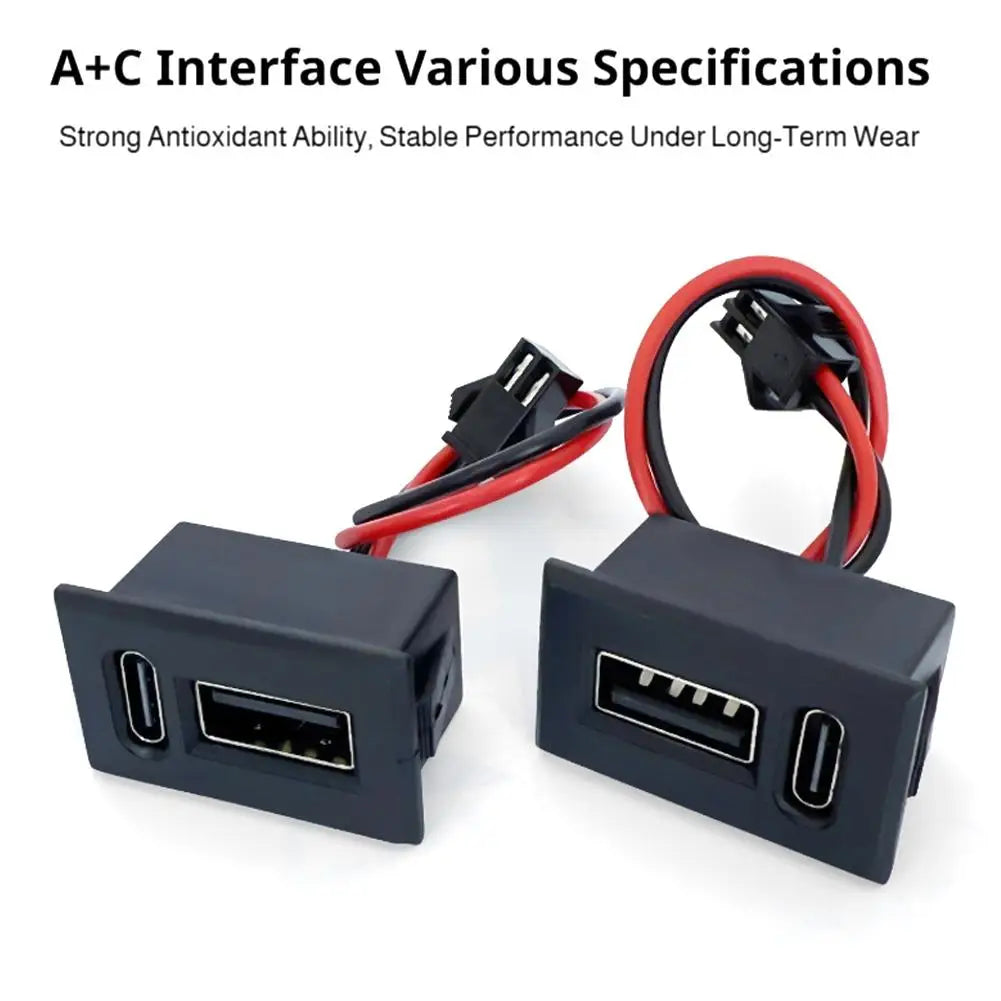 Dual USB-A & USB-C Embedded Charging Port Module with Cable USB Charging Module Zpaxo