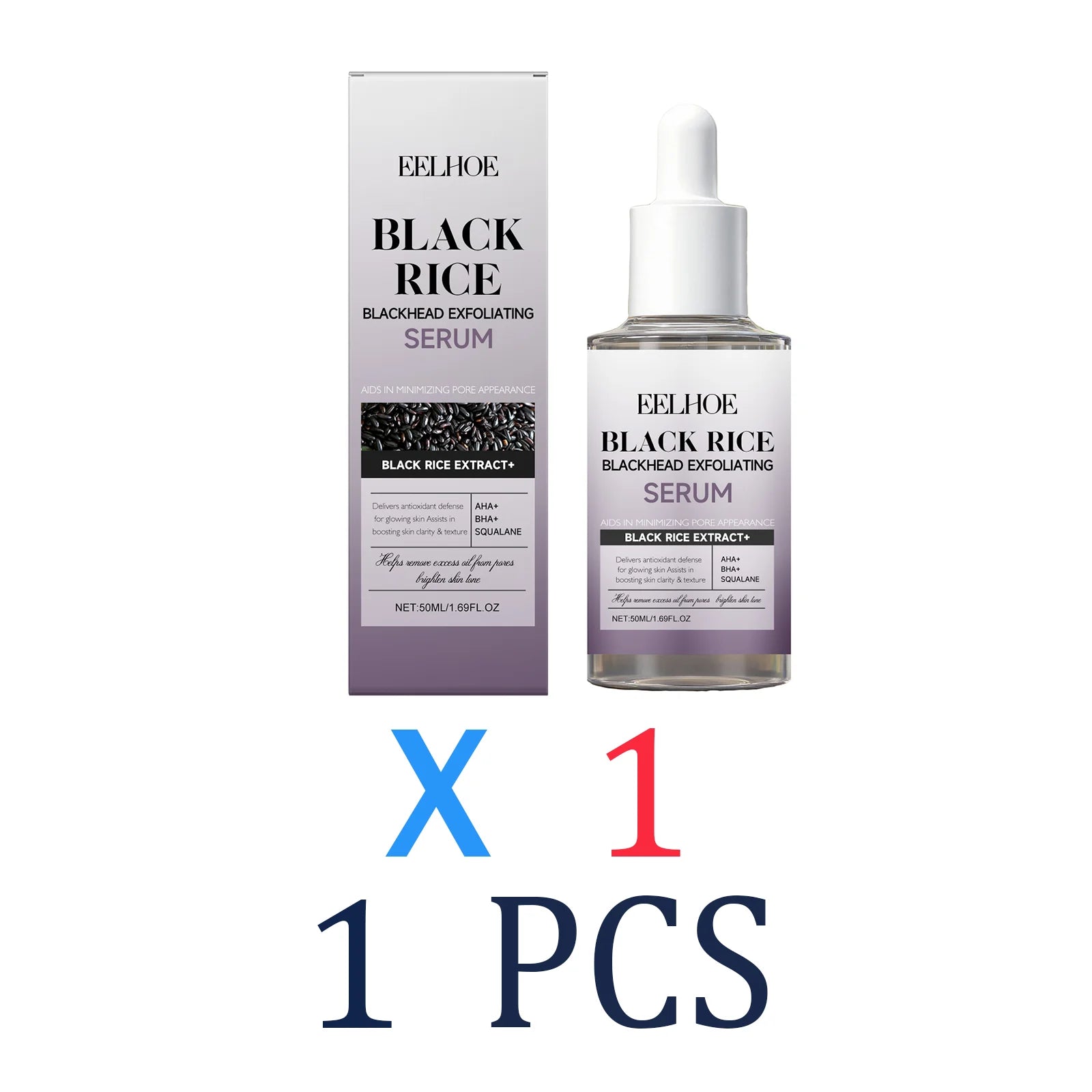 Black Rice Exfoliating Serum Gentle Daily Facial Peel with Lactobionic Acid Squalane Hydrating Brightening Essence Glowing Skin Zpaxo 1 Pcs