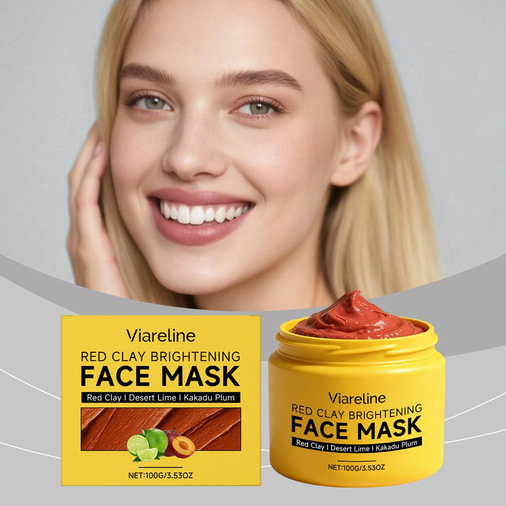 Viareline Red Clay Mask – Deep Cleanse, Pore Tightening & Brightening Clay Facial Mask Zpaxo