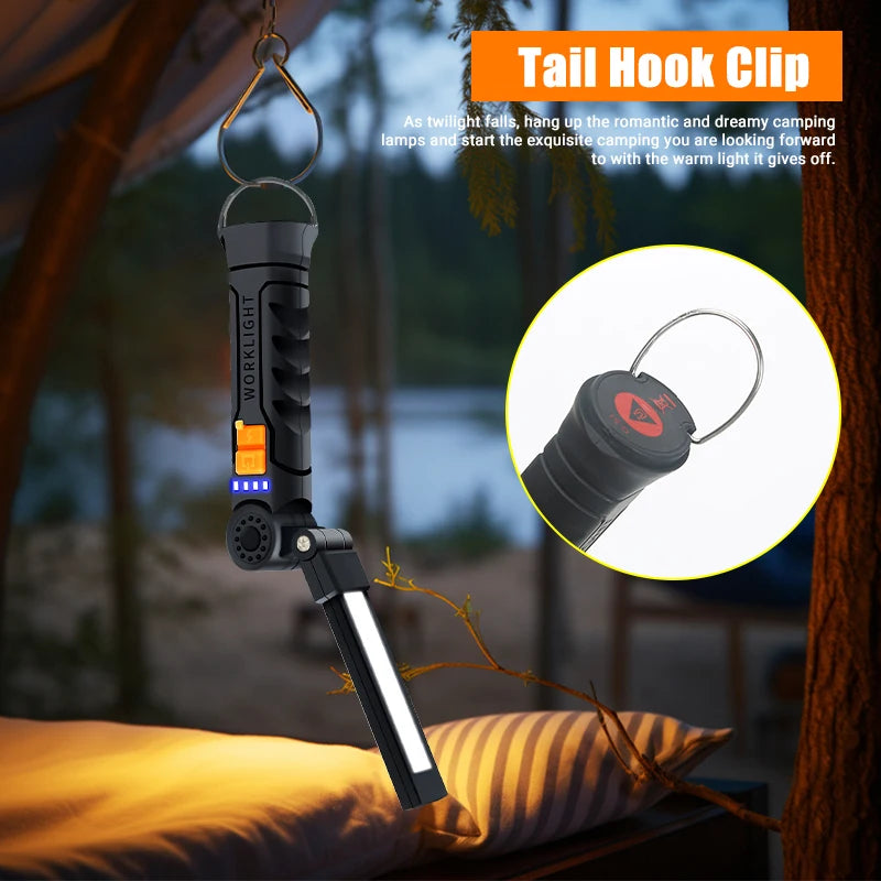 KDULIT Magnetic LED Work Light – Type-C Rechargeable Camping Lamp