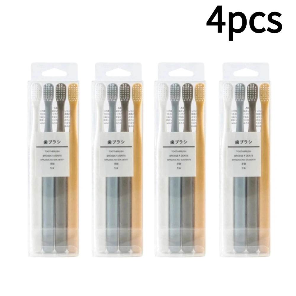 Soft Bristle Small Head Toothbrush Natural Material Ultra Dense Soft Bristles Toothbrush Family Travel Disposable Toothbrush Zpaxo 4pcs
