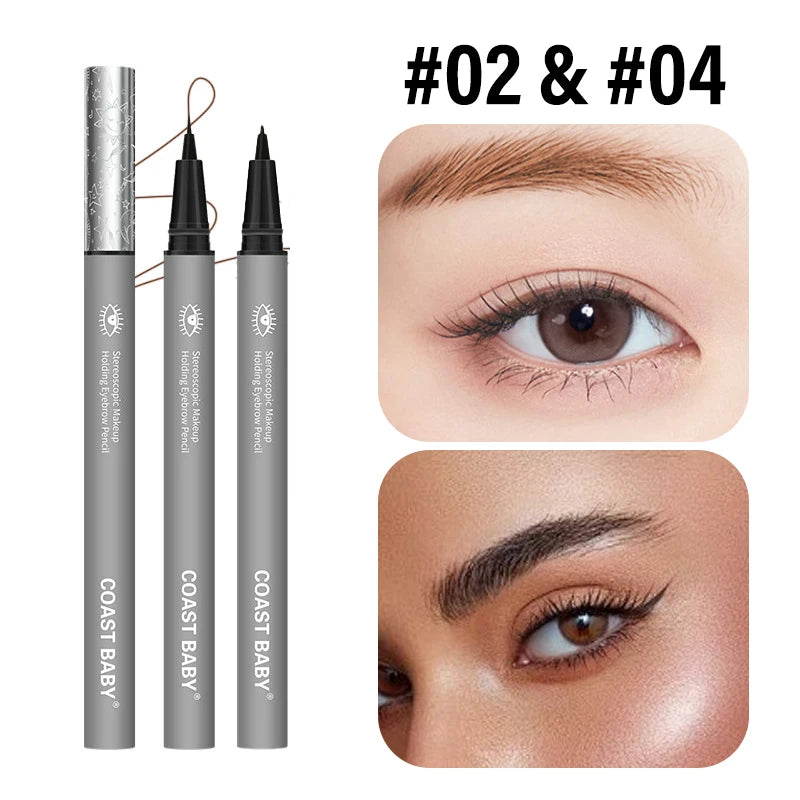1/2PCS Long Lasting Sweatproof Waterproof Liquid Eyebrow Pencil Fine EyeLiner Pen Eyebrow Enhancers Eyebrow Brush Makeup Zpaxo 02 Add 04-2Pc