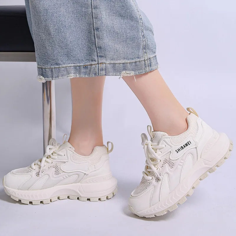 Women's Mesh Fabric Hollow Out Breathable Comfortable Sneakers Spring Zpaxo
