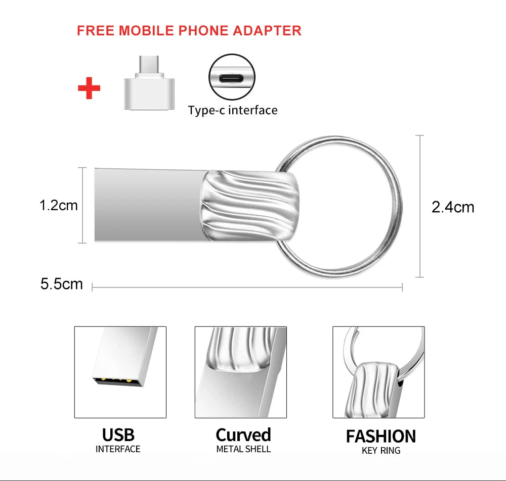 Zsuit 10pcs Usb Flash Drive 4G 8G Pen Drives 3.0 Waterproof Metal Pendrive 16GB Memory Stick Free Logo Cel Usb type-c U Disk Zpaxo