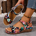 Women Sandals 2025 New Summer Anti-slip Outdoor Casual Wedges Sandals Footwear Summer Designer Shoes Women Sandalias De Mujer Zpaxo Black and red flower 43