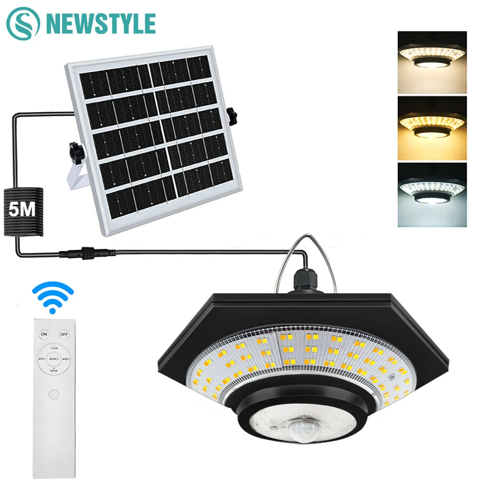 Solar Pendant Lights Outdoor Solar Shed Light Motion Sensor 288 LEDs Dimmable Indoor Barn Lamp Waterproof Gazebo Yard Garage Pat Zpaxo