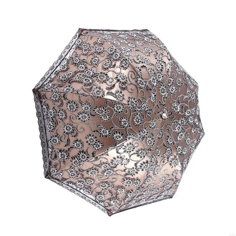 Luxury Flower Umbrella Rain Women 3 Folding Double Layer Parasol