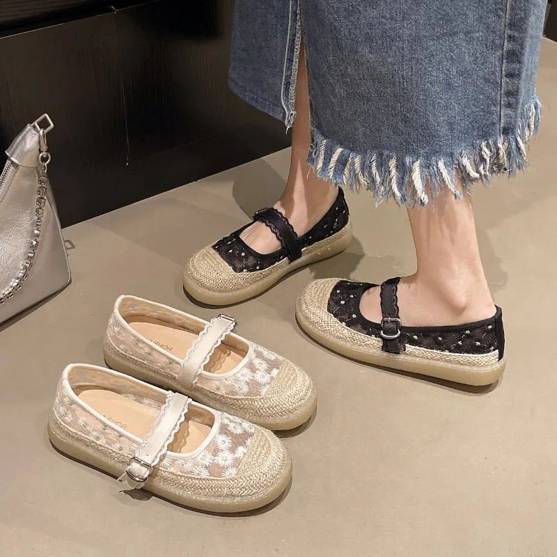 Round Closed Toe Women's Comfortable Embroidery Single Shoes Women Zpaxo