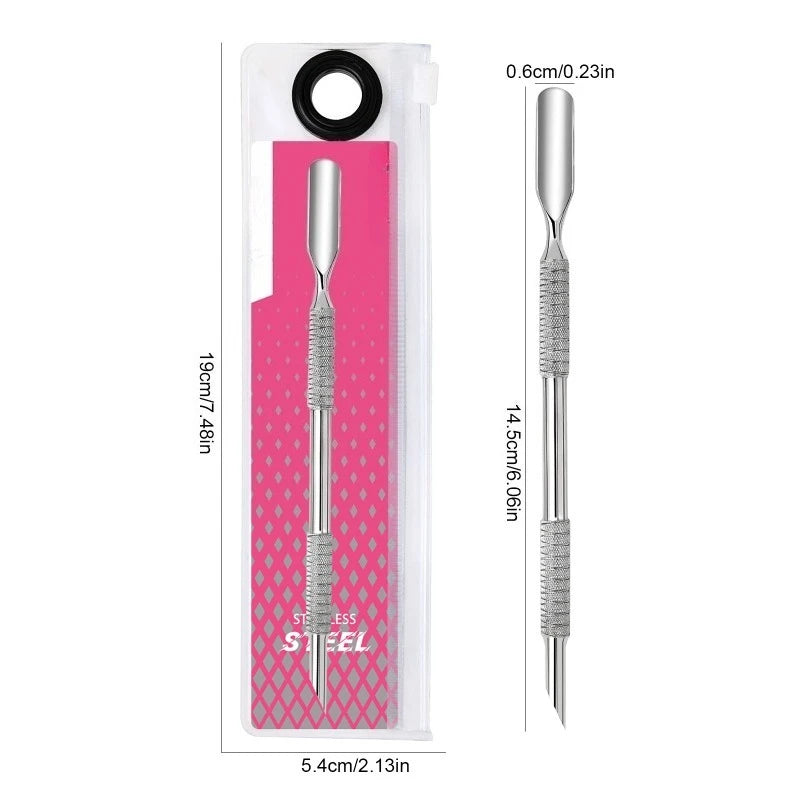 Nail Circle Beveled Head Cuticle Pusher Stainless Steel Art Sanding