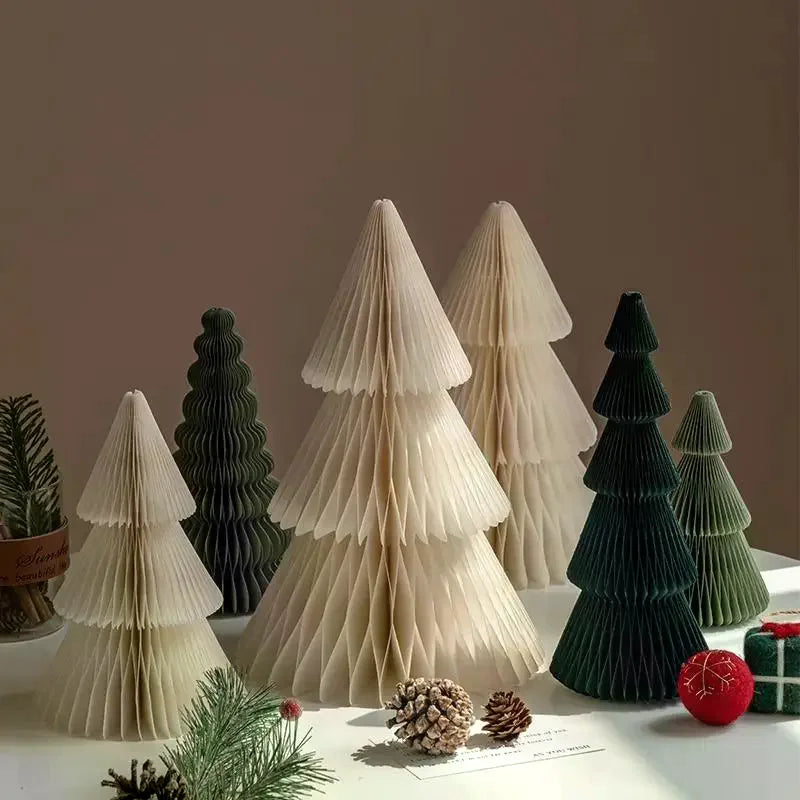 Large Christmas Tree Ornament 3D Honeycomb Ball Folding Paper Xmas Tree Navidad Decoraciones Desktop Hanging Xmas Decor Zpaxo