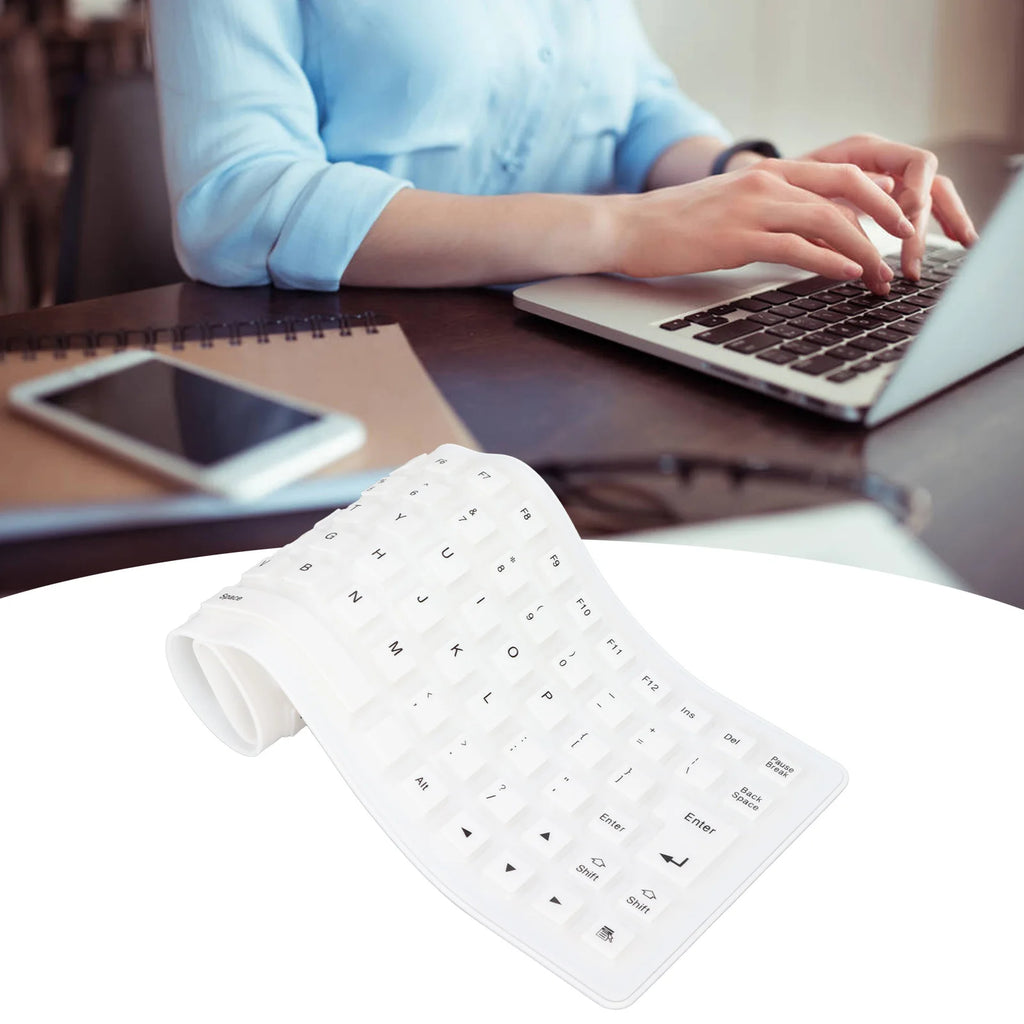 Portable USB Wired Keyboard Silicone Fully Sealed Design Lightweight Silent Soft Comfortable Silicone Keyboard for PC Zpaxo