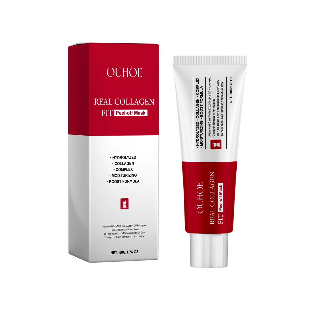 Ouhoe Collagen Peel Off Mask with Application Brush Anti Wrinkle Firming Hydrating Easy Peel All Skin Types Non Irritating Clean Zpaxo B