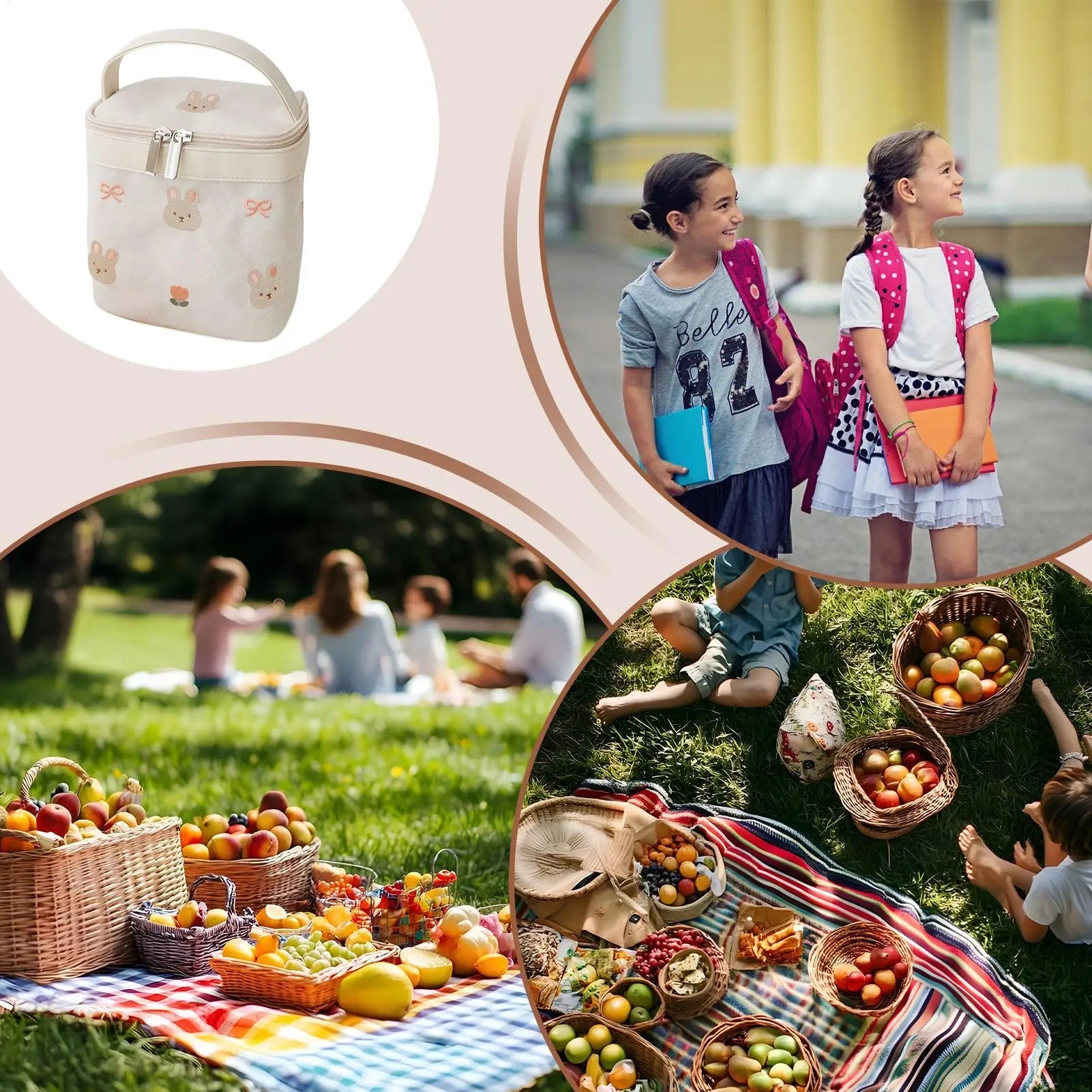 Cooler Bag Cute Thermal Lunch Bags For Women Reusable Foldable Work Meal Carrier Travel Food Storage For Picnic And Camping Zpaxo