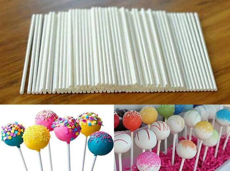 100Pcs Plastic Lollipop Stick Safe White Cake Pop Sucker Sticks For Chocolate Sugar Candy Lollypop DIY Mold Bakeware Tool Zpaxo