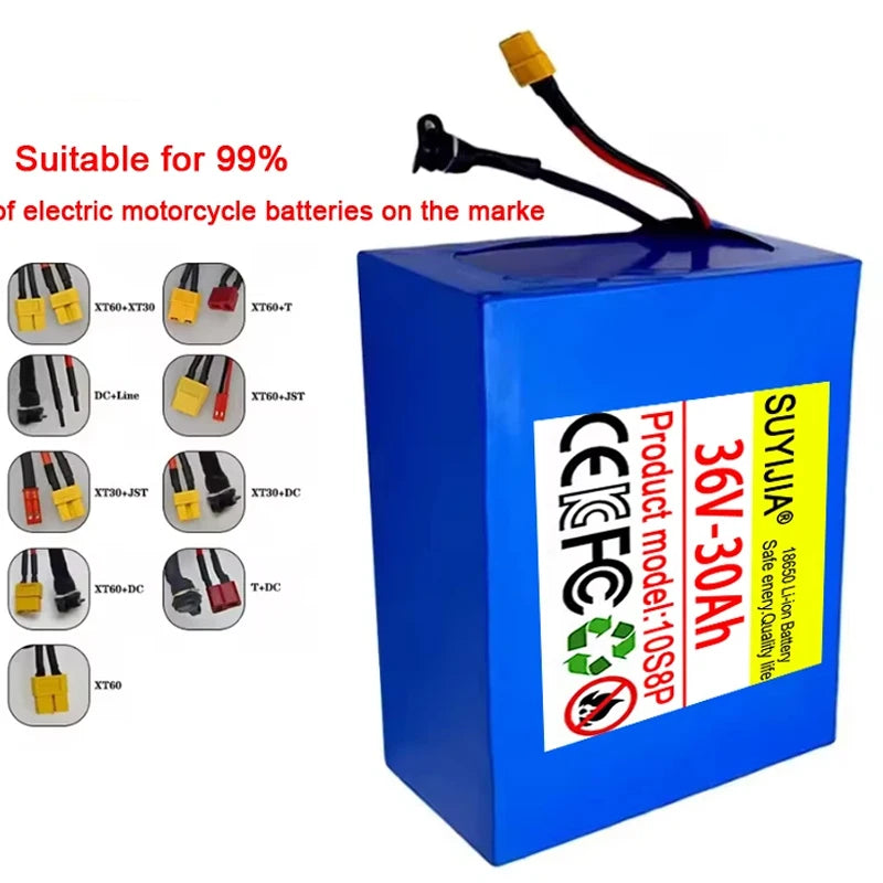 18650 Lithium Battery Pack 36V 30Ah 10S8P ,1500W Built-in BMS, Uitable for Scooters, Bicycles, Various Modes of Transportation Zpaxo