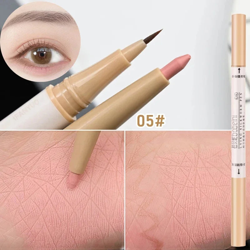 Ultra-fine Double Ended Eyeliner Pencil Matte Highlighter Eyeshadow Makeup Stick Sparkling Liquid Shadow Brighten Silkworm Pen Zpaxo 05