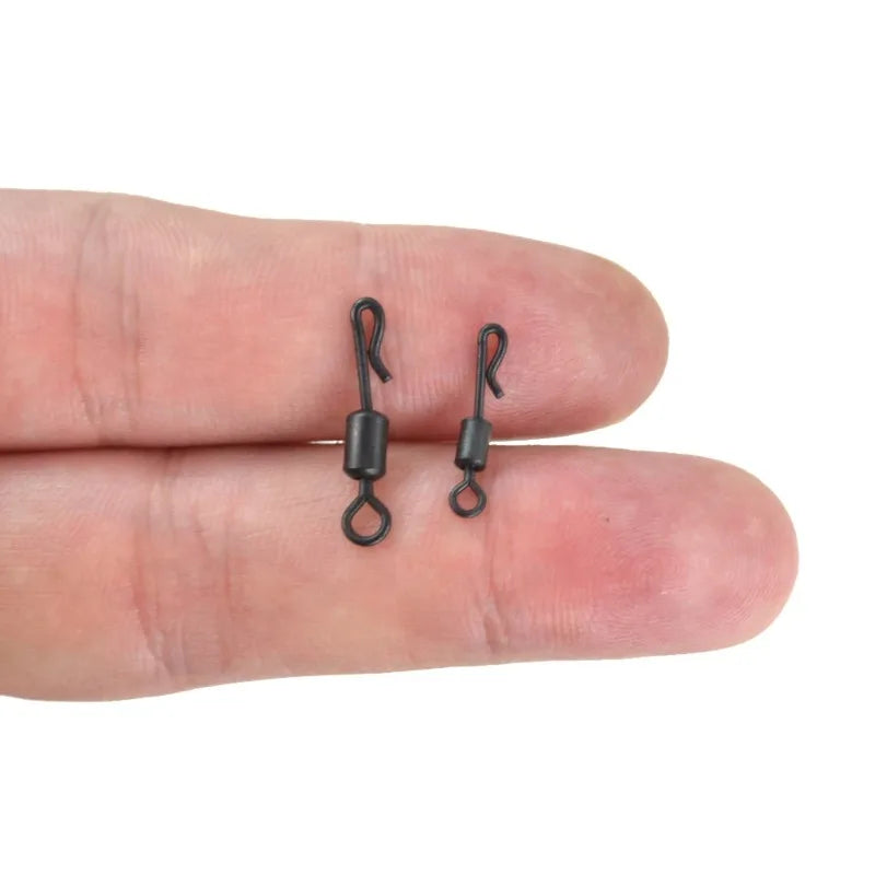 HIRISI Carp Fishing Swivels Quick Change Matt Black for Carp Fishing Rig Fishing Terminal Tackle Pack of 20 Zpaxo