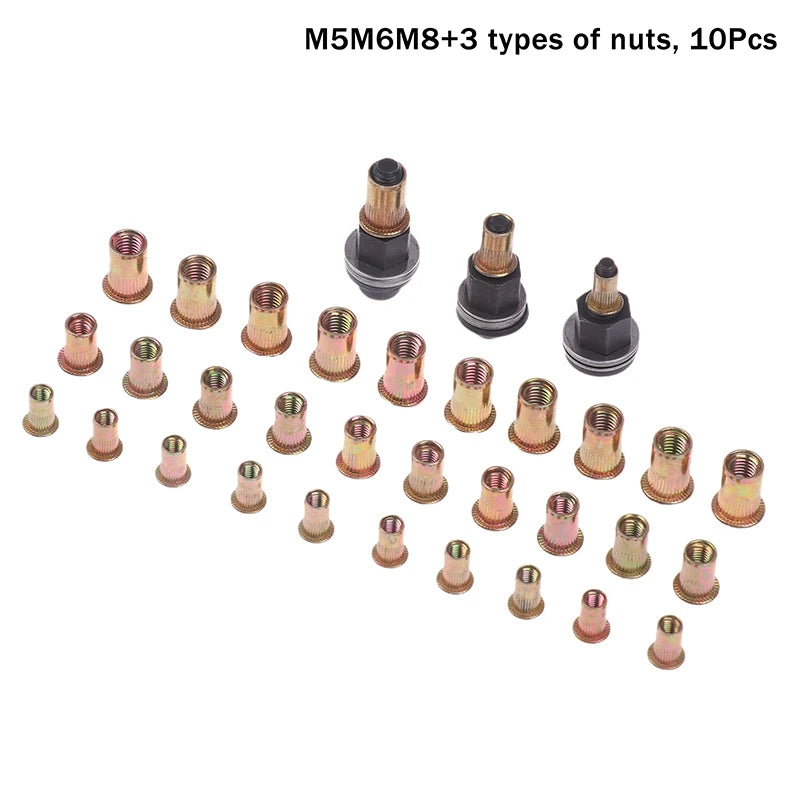 Hand Rivet Nut Tool Set Manual Riveter Kit With M3-12 Nut Heads For DIY Repair Installation Easy Use Accessory 10Pcs Zpaxo A3