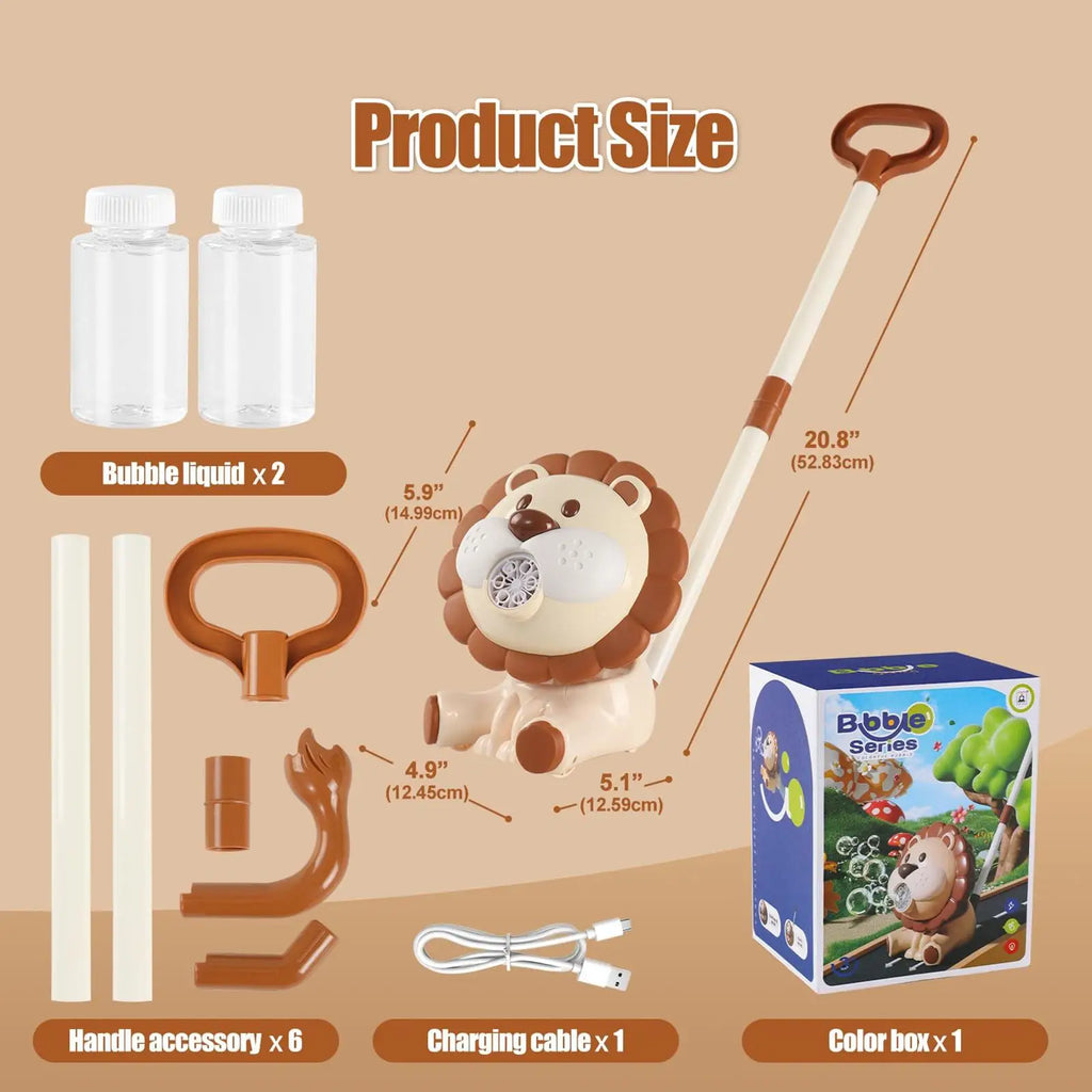 Automatic Bubble Machine Lion Shape Push Blowing Beach Toy Zpaxo