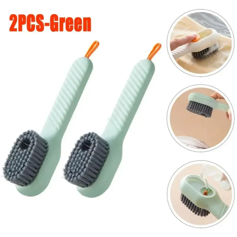 Fashion Multifunction Shoe Brush Soft Bristled Liquid Filled Up Wash Shoe Cleaning House Accessories Clean Kitchen Tools Zpaxo 2pcs-green